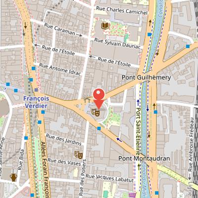 Map showing the location of Halle aux Grains in Toulouse