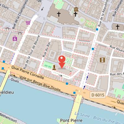 Map showing the location of Halle aux Toiles in Rouen