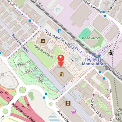 Map showing the location of Halle de la Machine in Toulouse