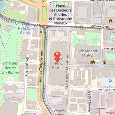 Map showing the location of Halle Tony Garnier in Lyon