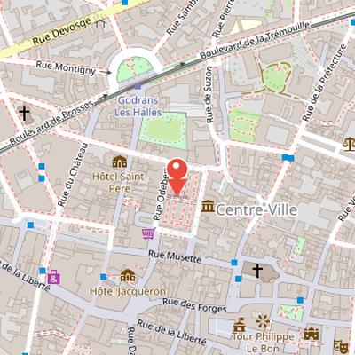 Map showing the location of Halles de Dijon in Dijon
