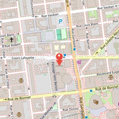 Map showing the location of Halles de Lyon-Paul Bocuse in Lyon