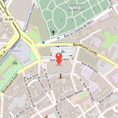 Map showing the location of Halles du Boulingrin in Reims