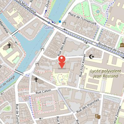 Map showing the location of Haute école des arts du Rhin in Strasbourg