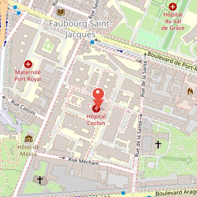Map showing the location of Hôpital Cochin in Paris