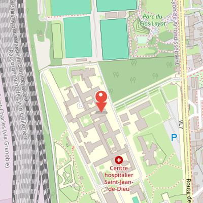 Map showing the location of Centre hospitalier Saint-Jean-de-Dieu in Lyon