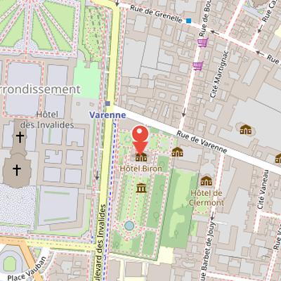 Map showing the location of Hôtel Biron in Paris