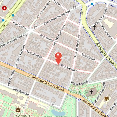 Map showing the location of Hôtel Brion in Strasbourg