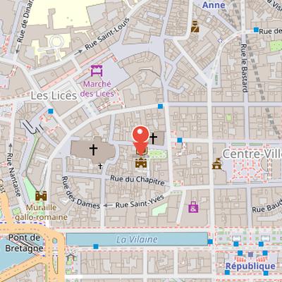 Map showing the location of Hôtel de Blossac in Rennes
