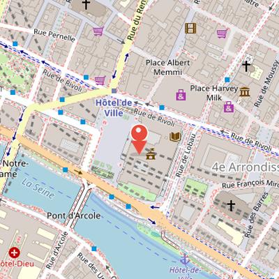 Map showing the location of Hôtel de Ville in Paris