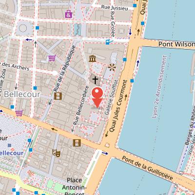 Map showing the location of Hôtel-Dieu de Lyon in Lyon