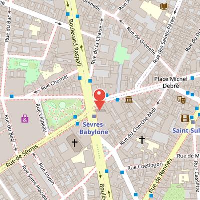 Map showing the location of Hôtel Lutetia in Paris