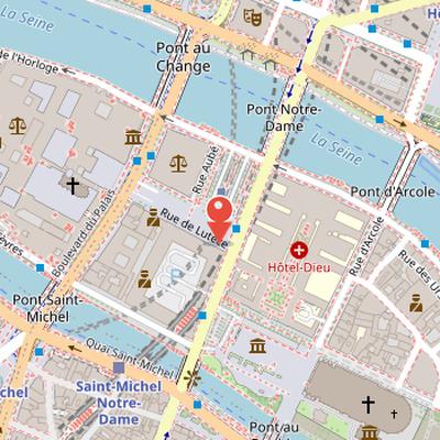 Map showing the location of Île de la Cité in Paris