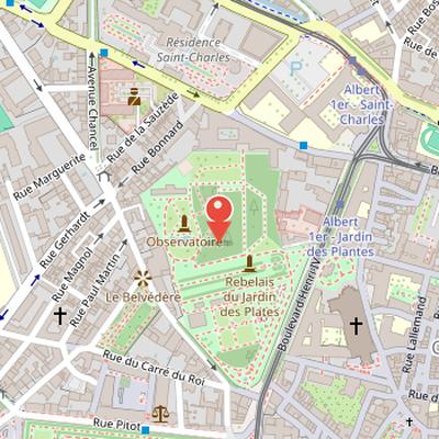 Map showing the location of Jardin des plantes de Montpellier in Montpellier