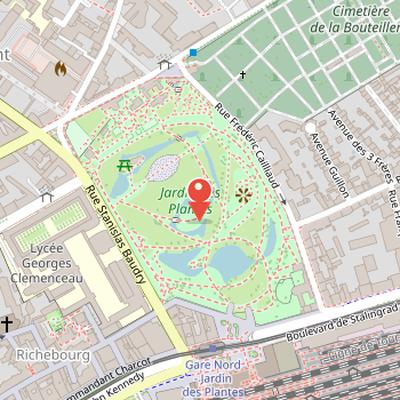 Map showing the location of Jardin des plantes de Nantes in Nantes