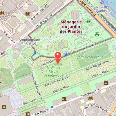 Map showing the location of Jardin des Plantes in Paris