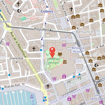 Map showing the location of Jardin des Vestiges in Marseille