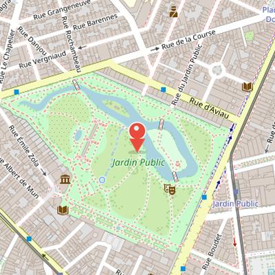 Map showing the location of Jardin Public in Bordeaux