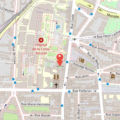 Map showing the location of Jardin Rosa Mir in Lyon