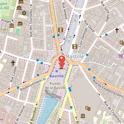 Map showing the location of July Column in Paris