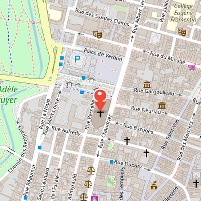 Map showing the location of La Rochelle Cathedral in La Rochelle
