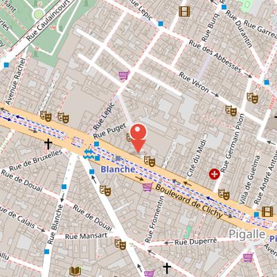 Map showing the location of Le Chat Noir in Paris