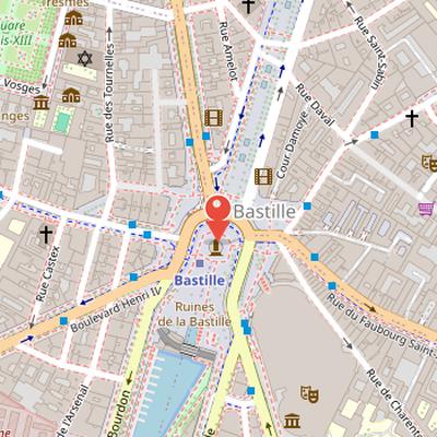Map showing the location of Le Génie de la Bastille in Paris