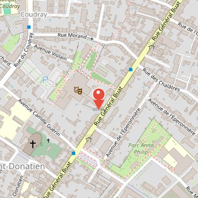 Map showing the location of Le Grand T in Nantes
