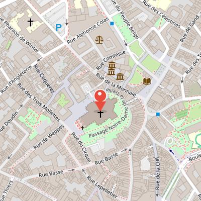 Map showing the location of Lille Cathedral in Lille