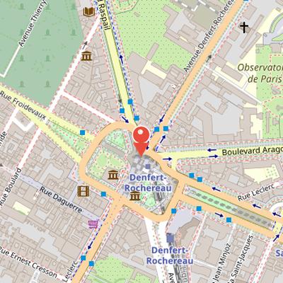 Map showing the location of Lion of Belfort in Paris