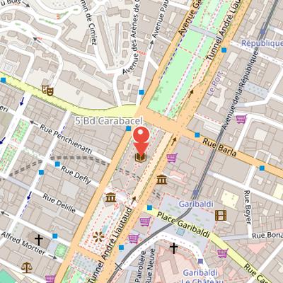 Map showing the location of Louis-Nucéra Library in Nice