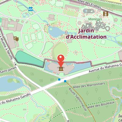 Map showing the location of Louis Vuitton Foundation in Paris