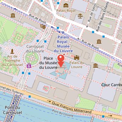 Map showing the location of Louvre Palace in Paris
