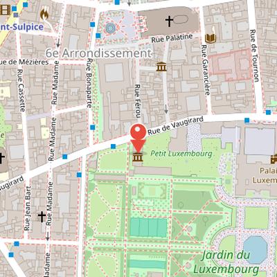 Map showing the location of Luxembourg Museum in Paris