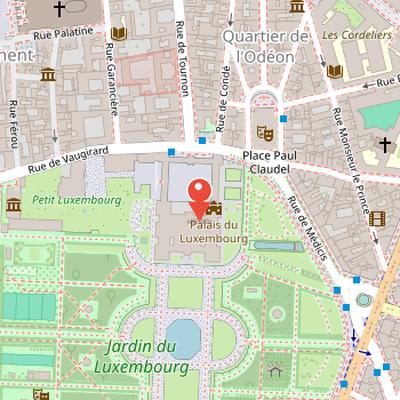 Map showing the location of Luxembourg Palace in Paris