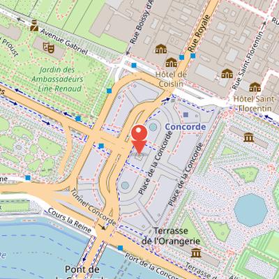 Map showing the location of Luxor Obelisk in Paris