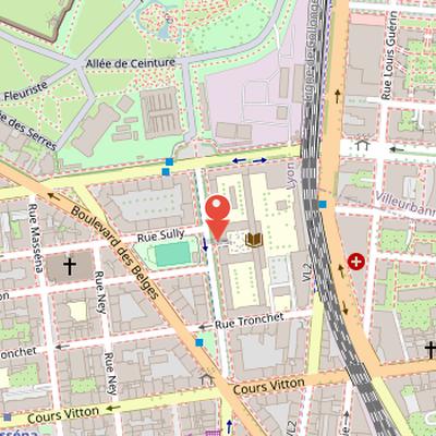 Map showing the location of Lycée du Parc in Lyon
