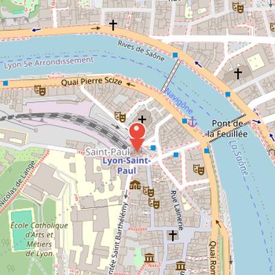 Map showing the location of Lyon-Saint-Paul station in Lyon