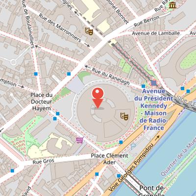 Map showing the location of Maison de la Radio in Paris