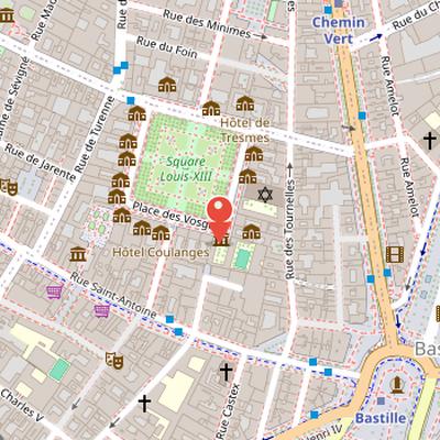 Map showing the location of Maison de Victor Hugo in Paris