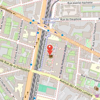 Map showing the location of Manufacture des tabacs de Lyon in Lyon
