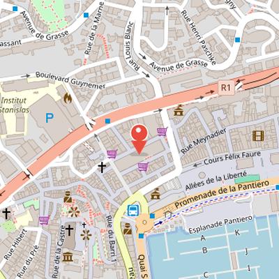 Map showing the location of Marché Forville in Cannes
