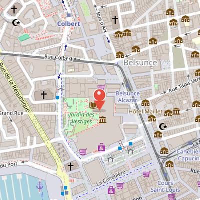 Map showing the location of Musée d'Histoire de Marseille in Marseille