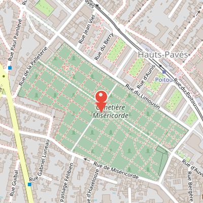 Map showing the location of Miséricorde Cemetery in Nantes
