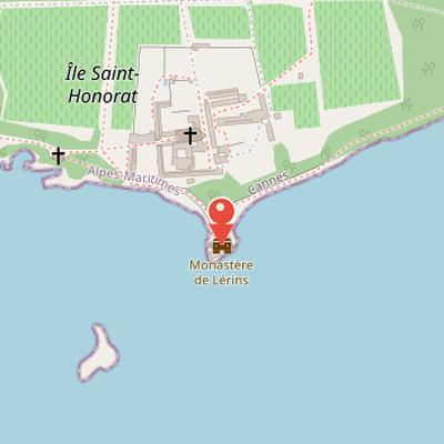 Map showing the location of Fortified Monastery of the Abbey of Lérins in Cannes