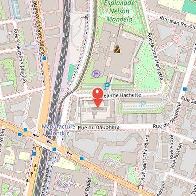 Map showing the location of Montluc prison in Lyon