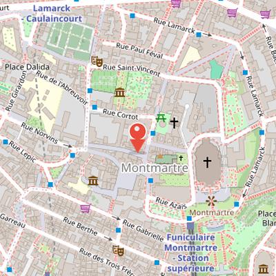 Map showing the location of Montmartre in Paris