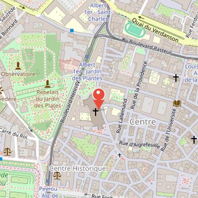 Map showing the location of Montpellier Cathedral in Montpellier