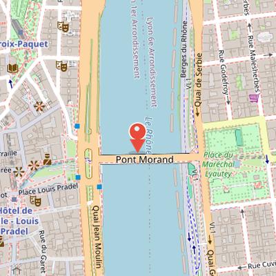 Map showing the location of Morand Bridge in Lyon
