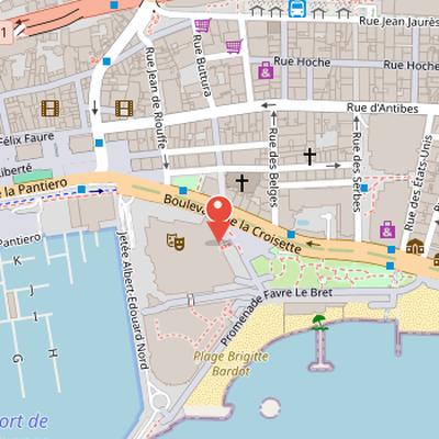 Map showing the location of Municipal Casino of Cannes in Cannes